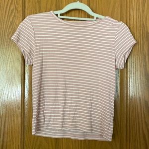 Blush pink and white striped American Eagle shirt
